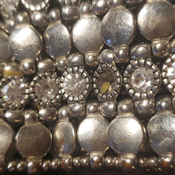 Silvertone Stretchy Bangle Style Rhinestone Bracelet - Picture 6 of 7